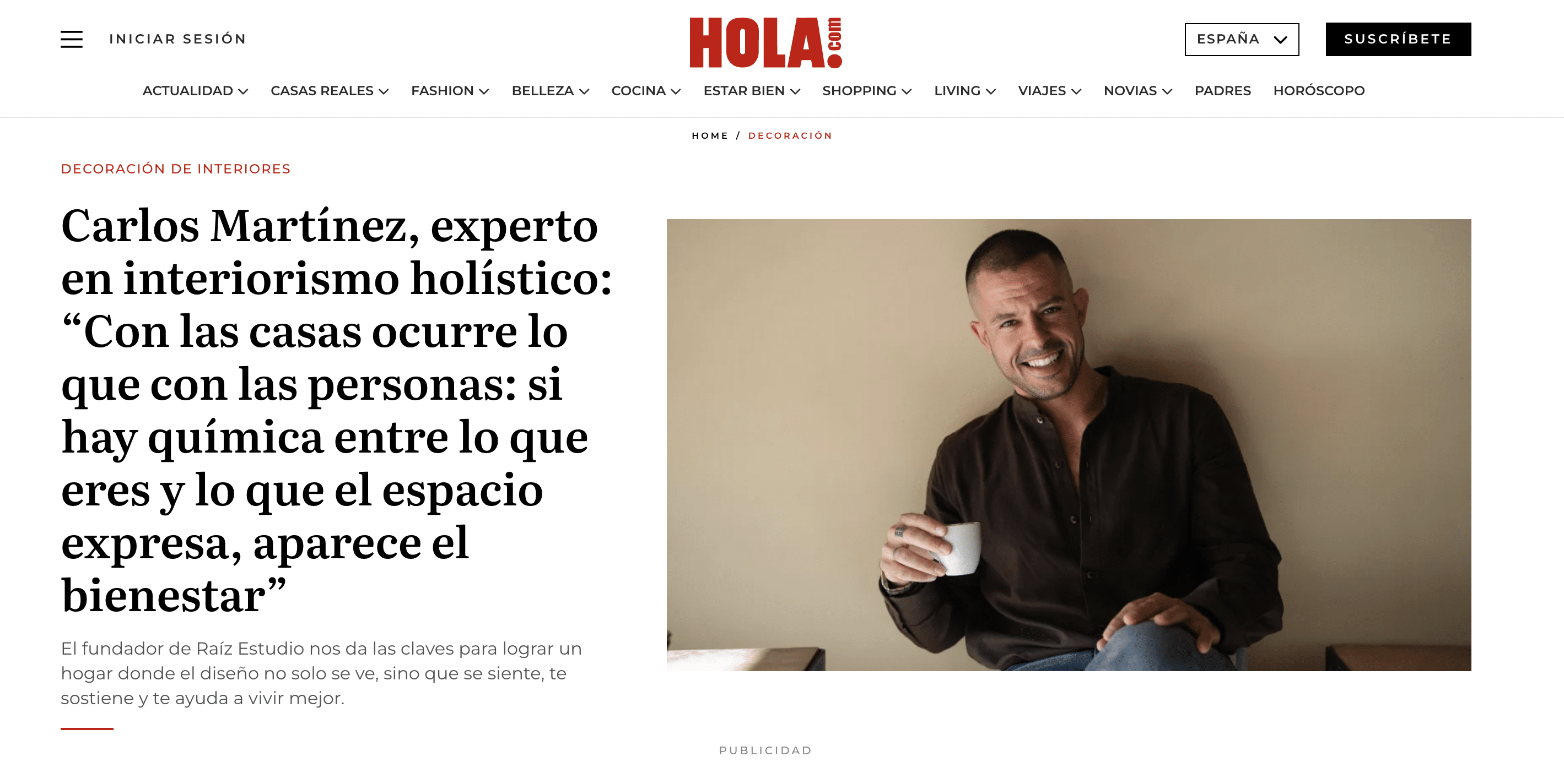 Interiorismo emocional. publicación revista ¡HOLA!